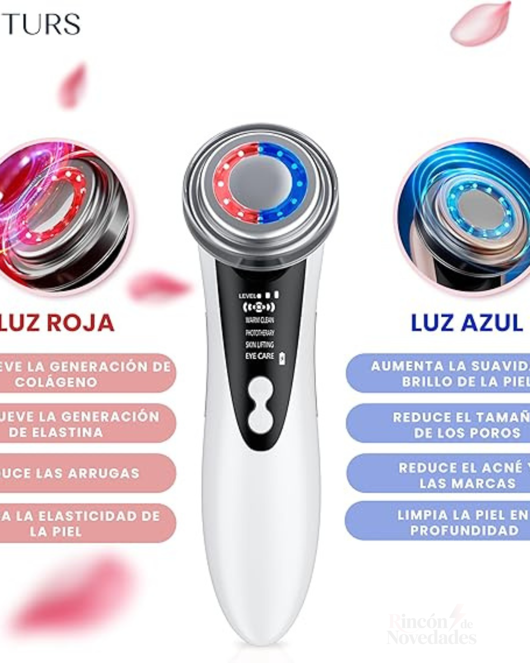 Masajeador facial con frío y calor antiarrugas blanco