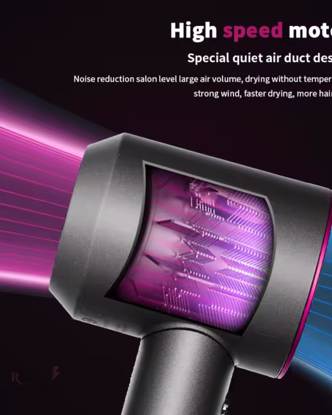 Secador iónico tipo dyson con accesorios