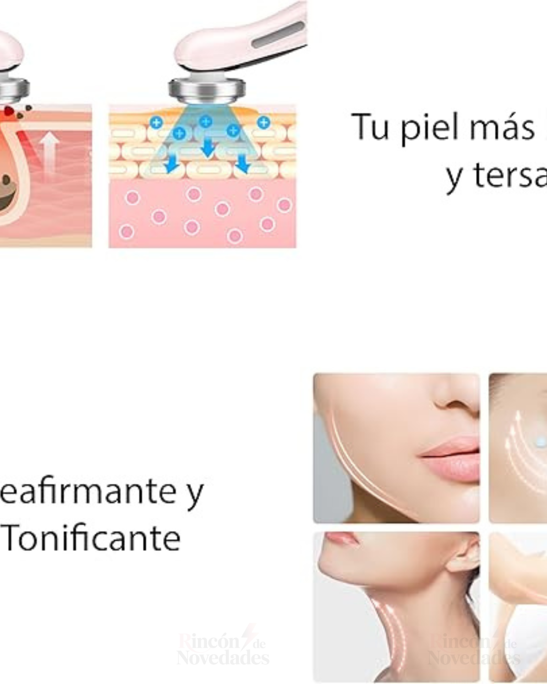 Masajeador facial con frío y calor antiarrugas blanco