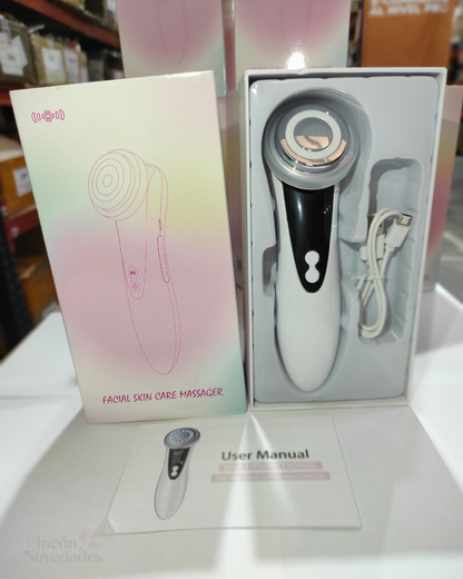 Masajeador facial con frío y calor antiarrugas blanco