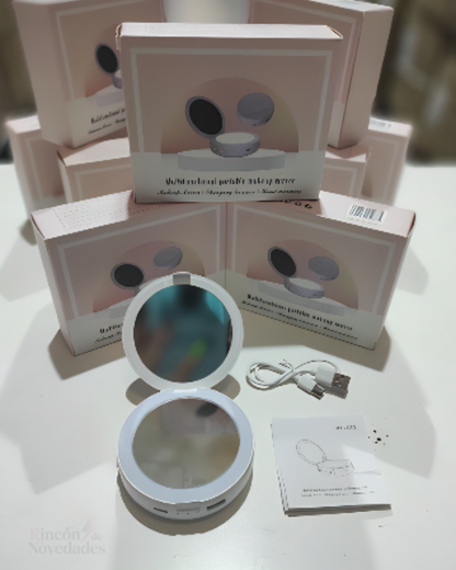 Espejo portátil led blanco powerbank con calentador