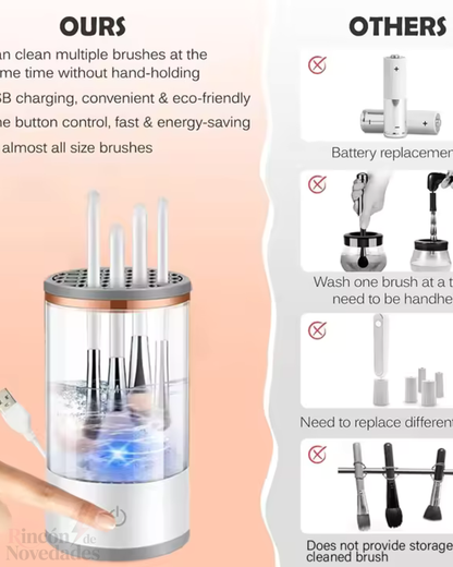 Limpiador de Brochas de Maquillaje limpiador eléctrico USB portátil de brochas de maquillaje 3 en 1 con escurridor, secador