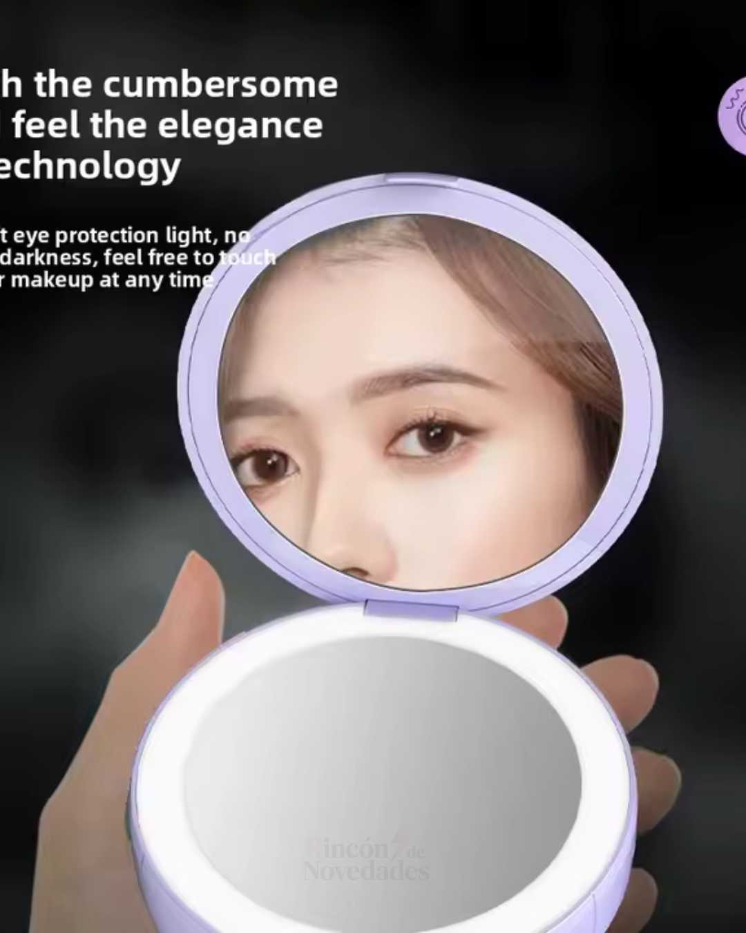 Espejo portátil led blanco powerbank con calentador