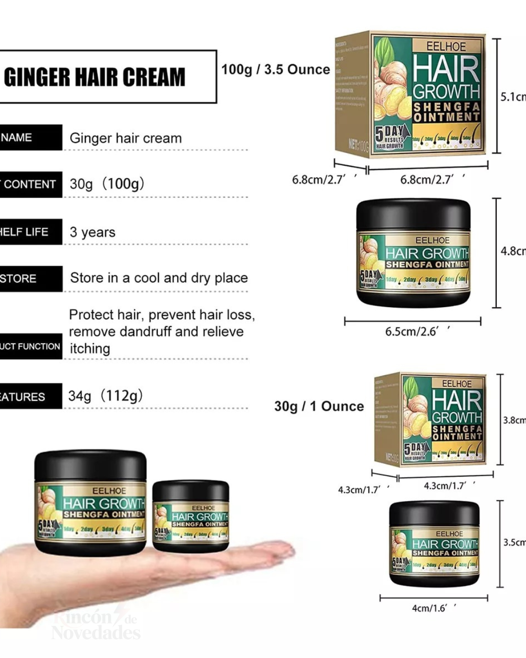 Crema de jengibre - crece cabello