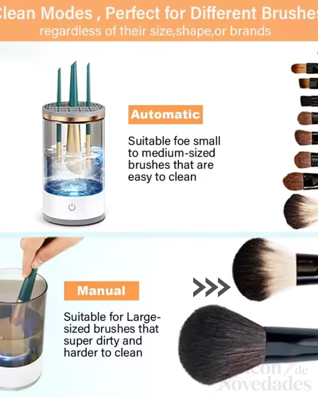 Limpiador de Brochas de Maquillaje limpiador eléctrico USB portátil de brochas de maquillaje 3 en 1 con escurridor, secador